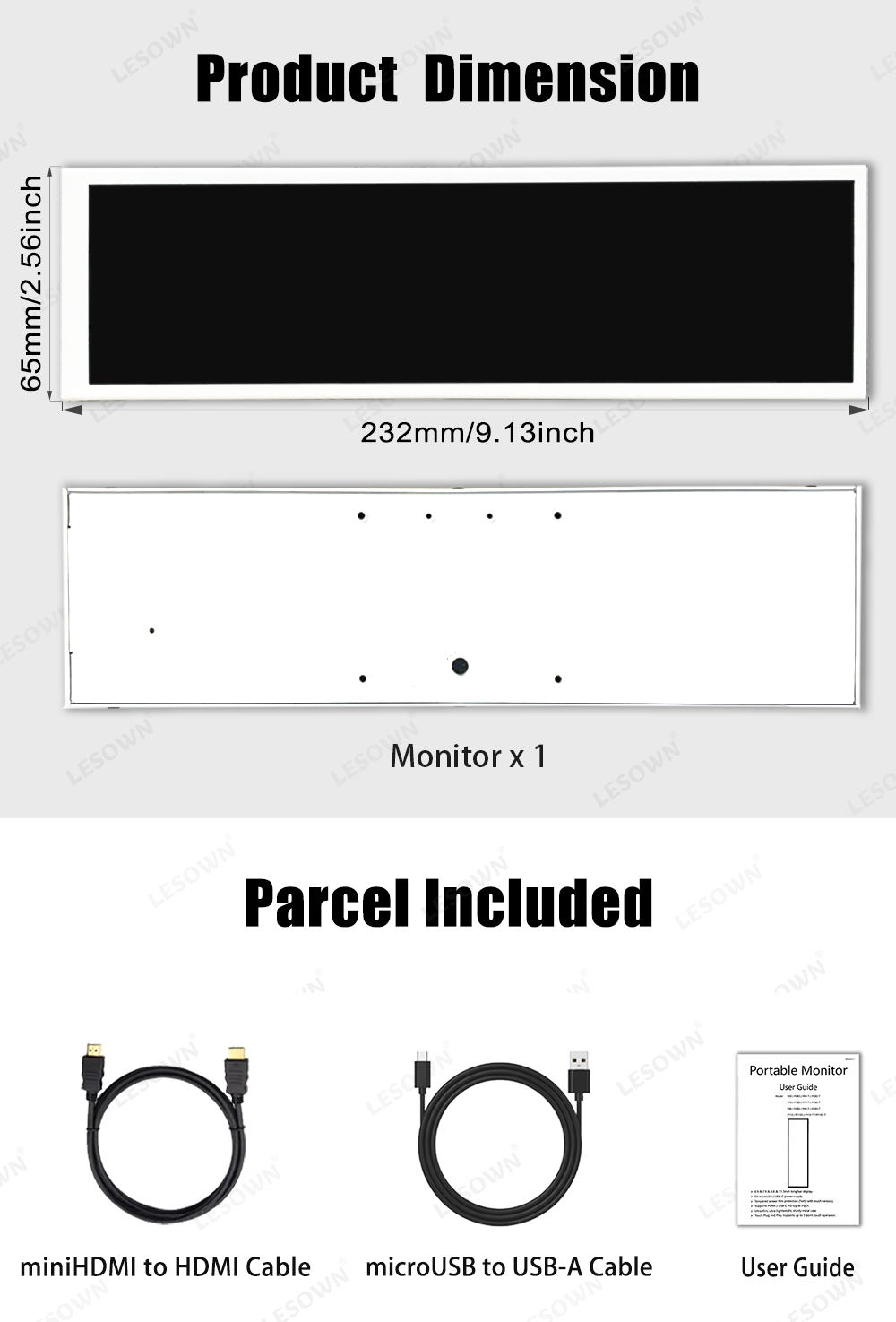 LESOWN Layar Mini 8.8 Inci 480 - Gaming Console Display Case ulasan dan harga